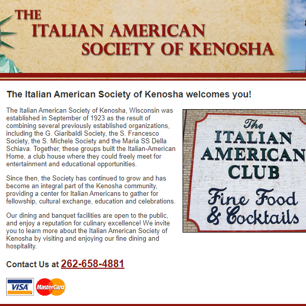 Italian American Society of Kenosha - Italian organization in Kenosha WI